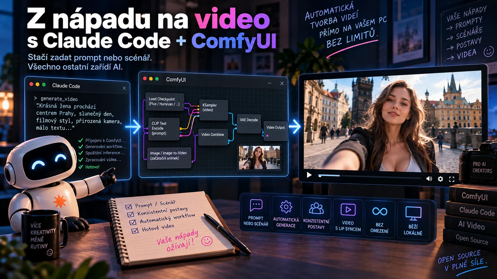 Ze scénáře hotové video, které si AI sama zkontroluje — lokálně na vlastním PC a zdarma